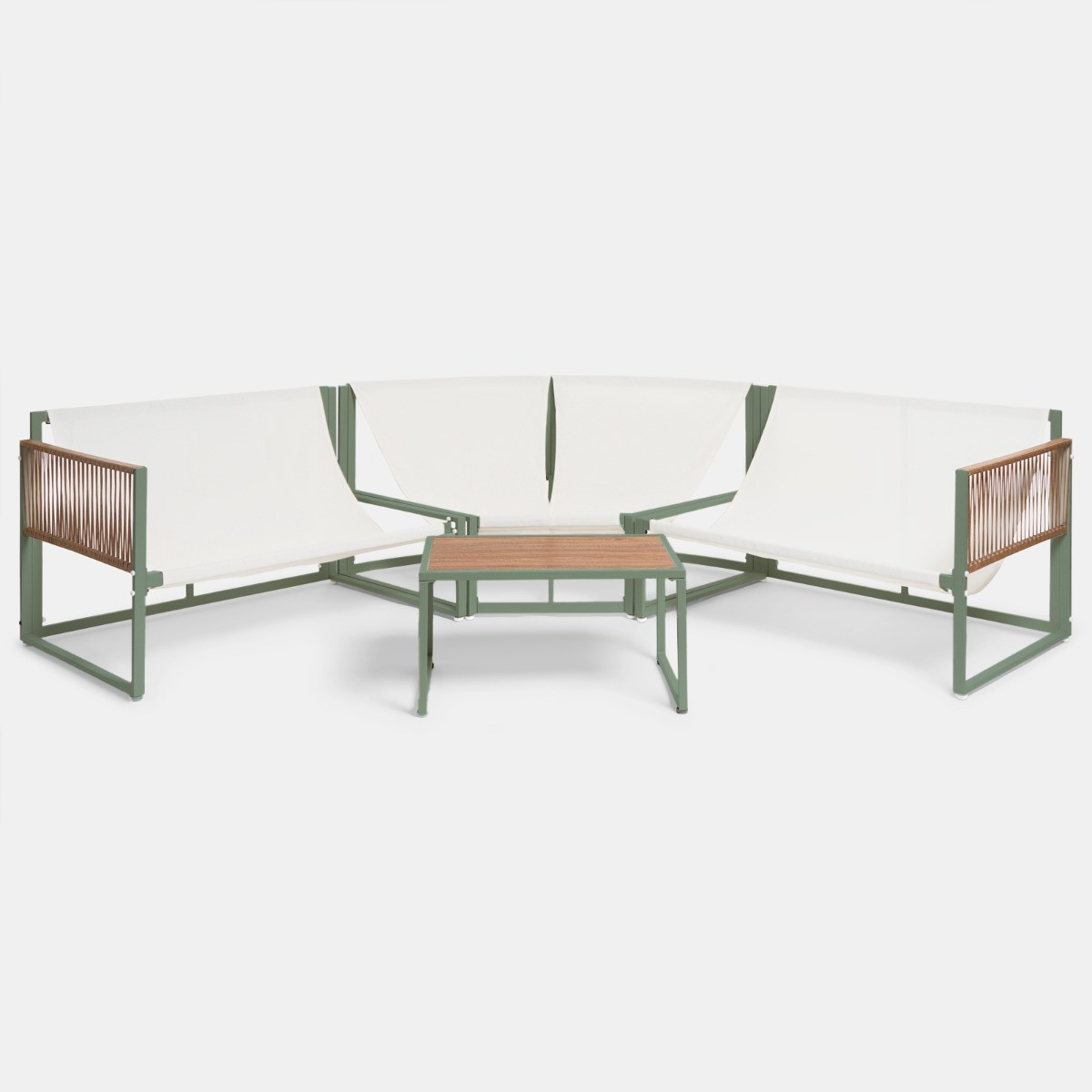 OHS Santorini 5 Seater Corner Sofa Set - Sage/Cream>