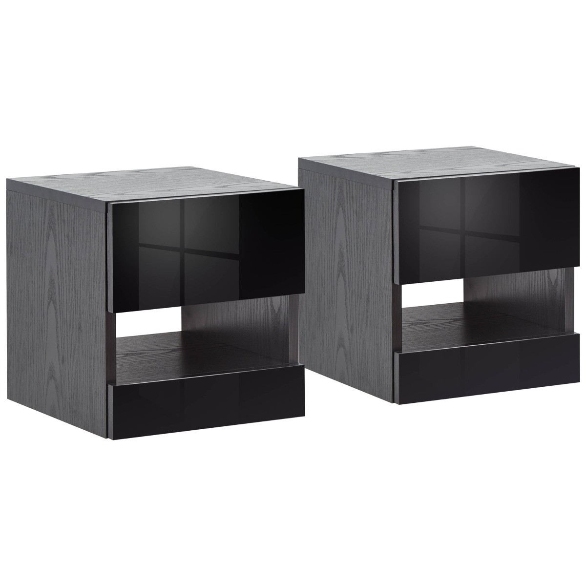 Galicia Pair Of Wall Hanging Bedside Tables - Black>