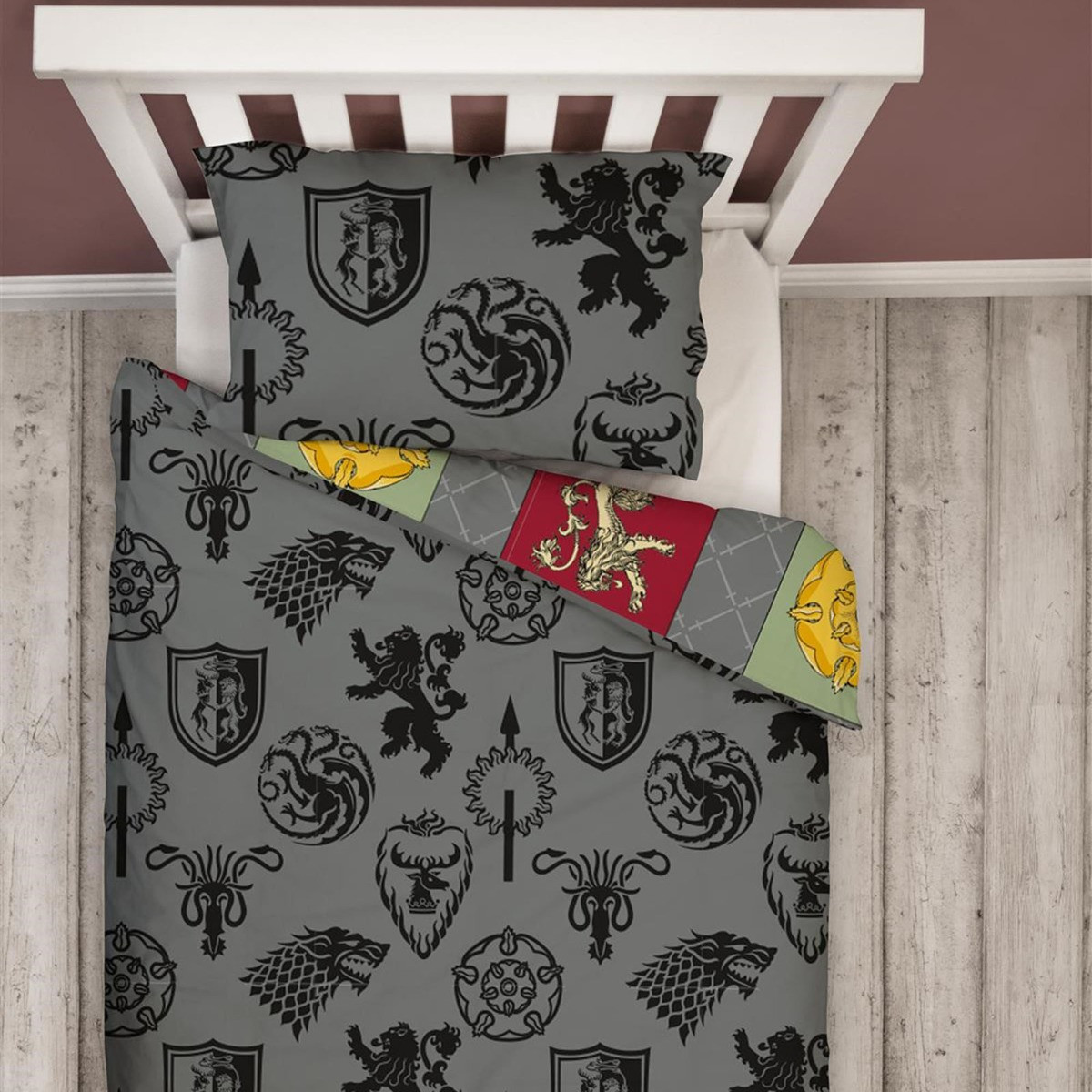 Game Of Thrones Reversible Duvet Set, Grey Single