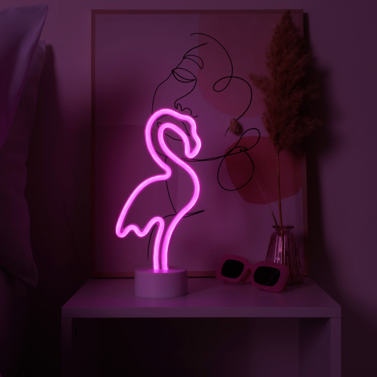 Glow Flamingo Neon Light - Pink>
