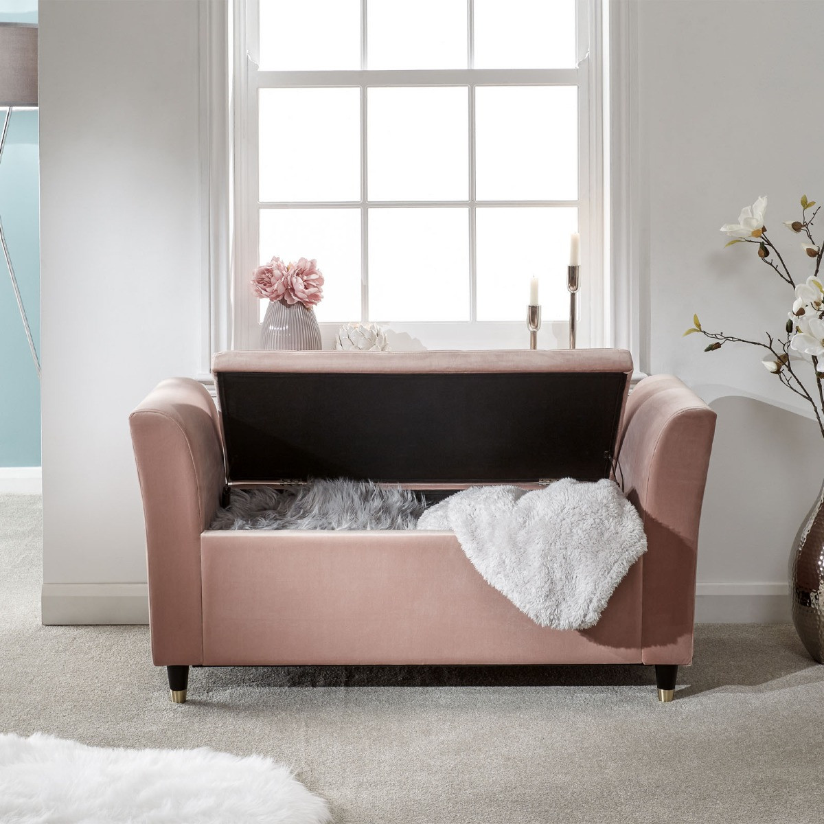 Genoa Window Fabric Seat - Blush Pink>