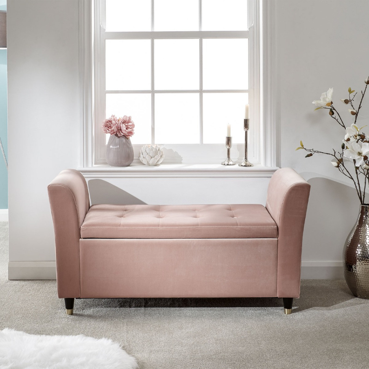 Genoa Window Fabric Seat - Blush Pink>