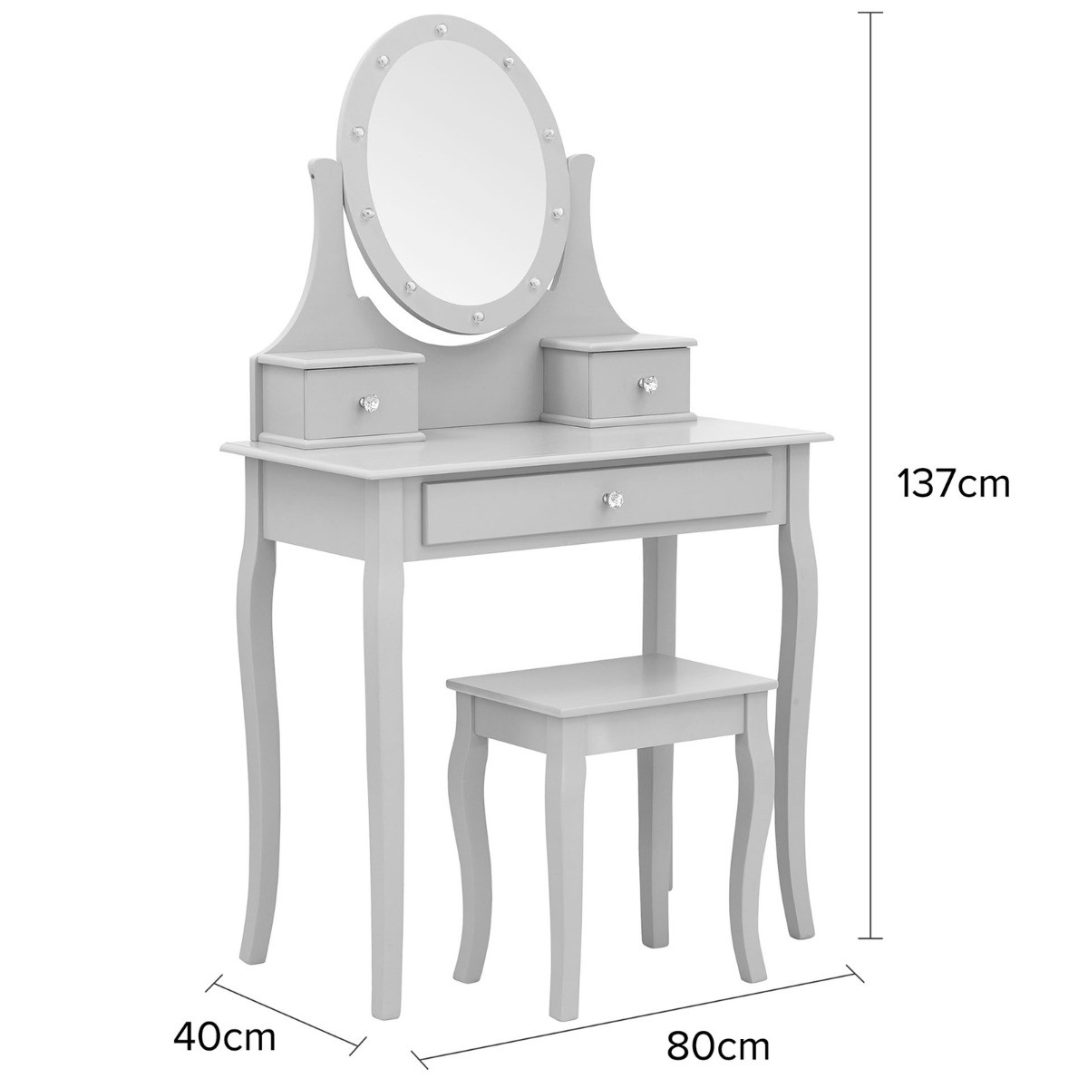 Grace LED Mirror Dressing Table - Grey>