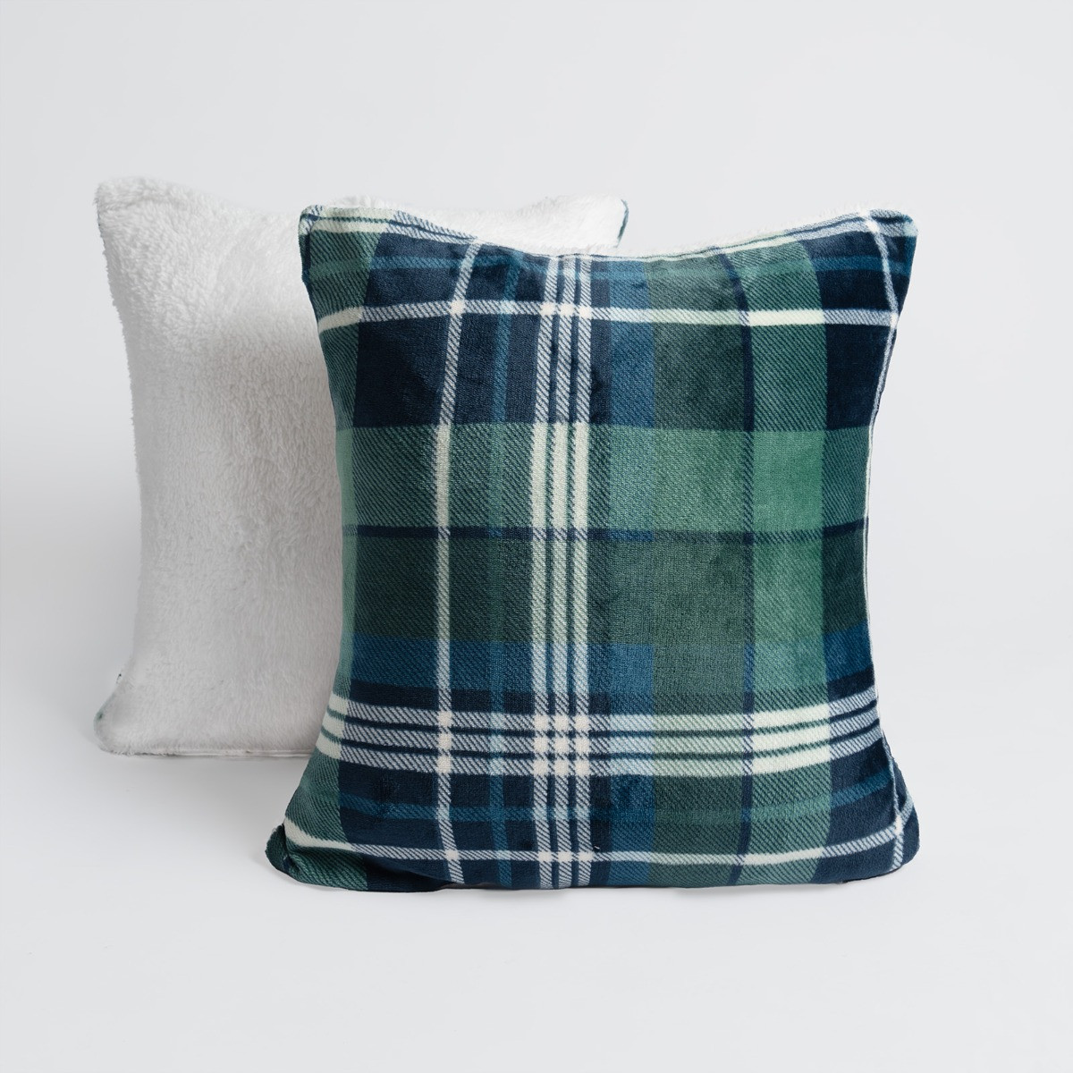 OHS Hudson Flannel Check Cushion Covers - Green >