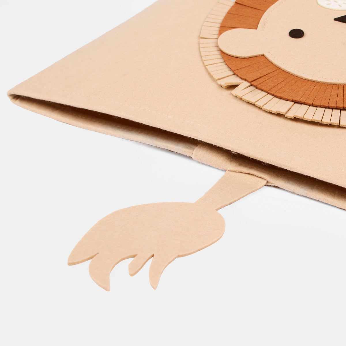 OHS Lion Felt Storage Basket - Beige>