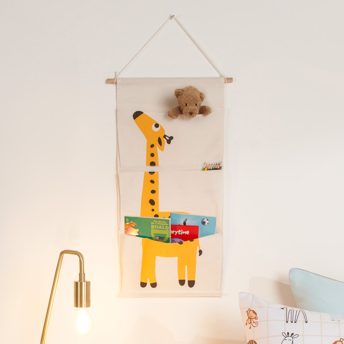 OHS Kids Giraffe Hanging Storage Organiser - Beige>