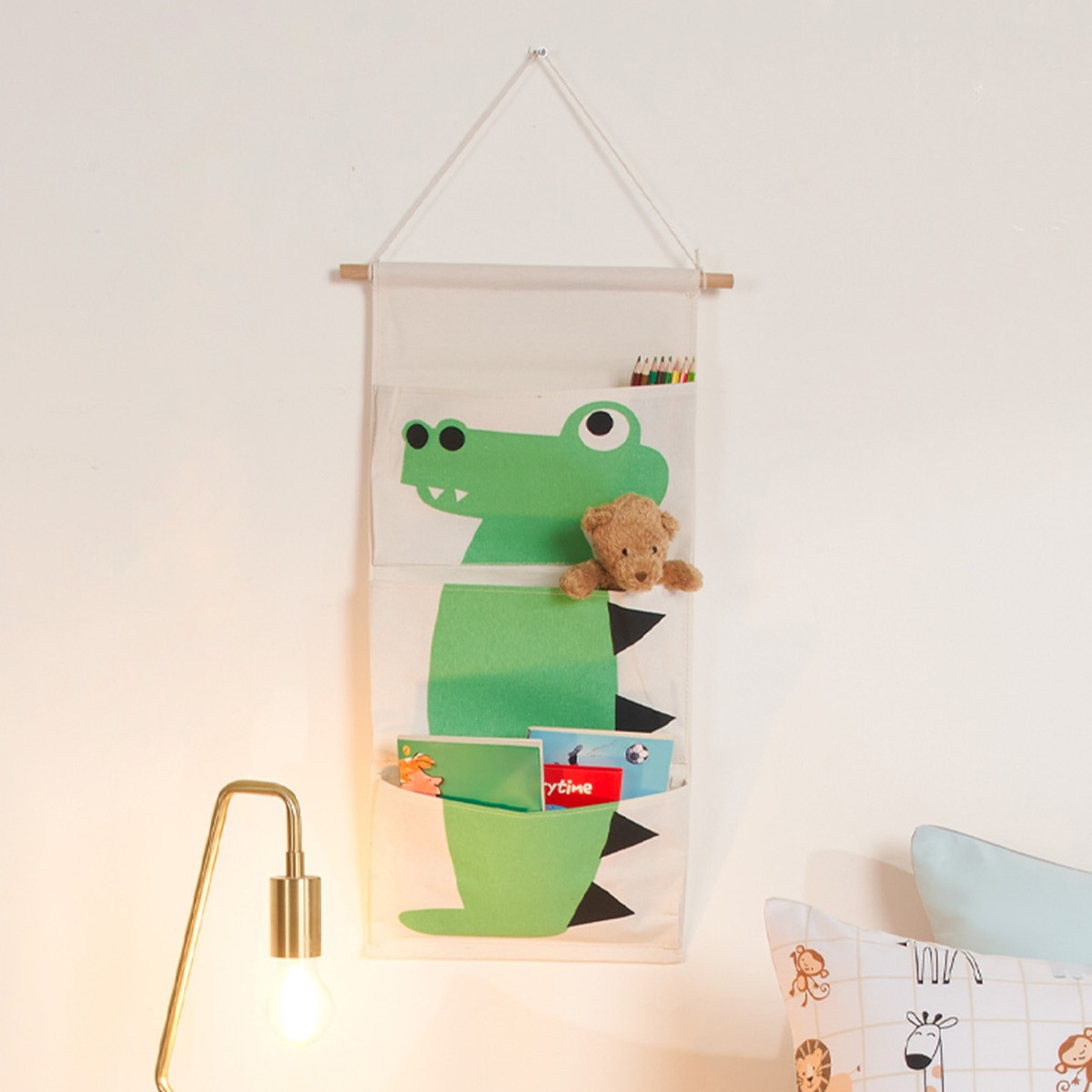 OHS Kids Crocodile Hanging Storage Organiser - Beige>
