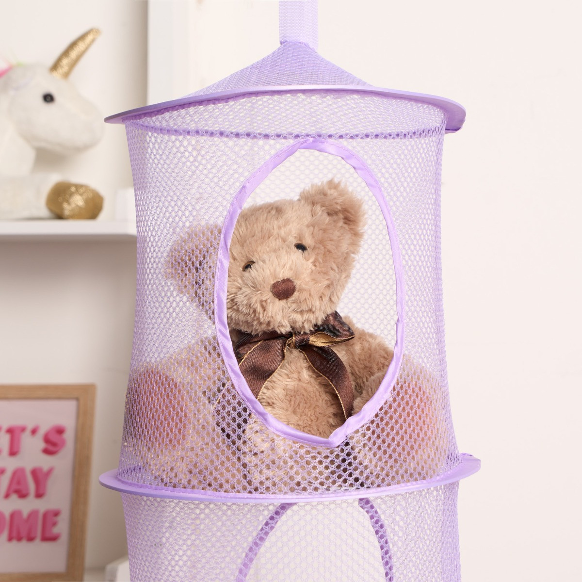 OHS Kids Toys Storage Hanging Net Basket - Lilac>
