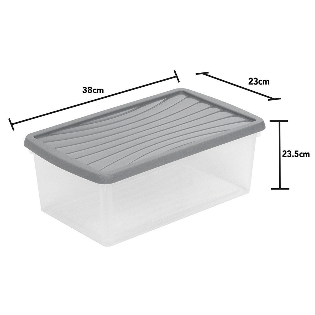 Wham 9L Set of 3 Stackable Boxes & Lid - Clear/Navy>