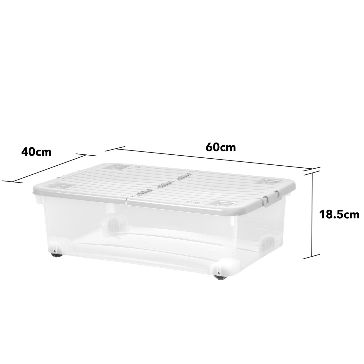Wham 32L Under Bed Storage Wheeled Box & Folding Lid - Grey>