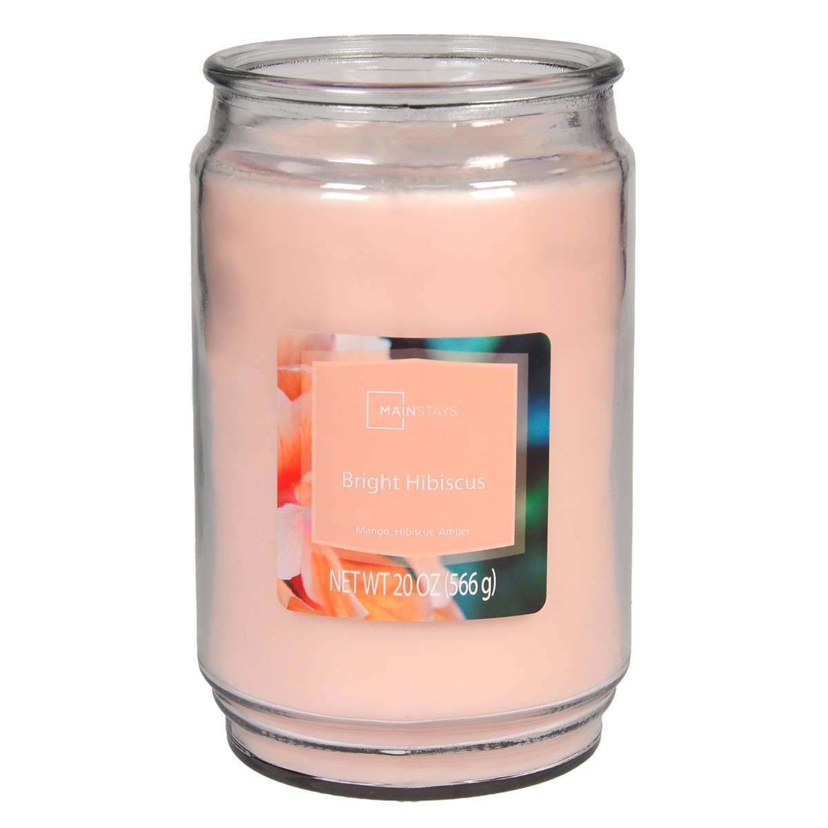 Mainstays Bright Hibiscus Large Candle Jar, Blush - 20oz>