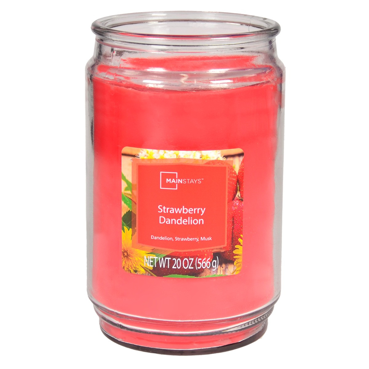 Mainstays Strawberry Dandelion Large Candle Jar, Red 20oz