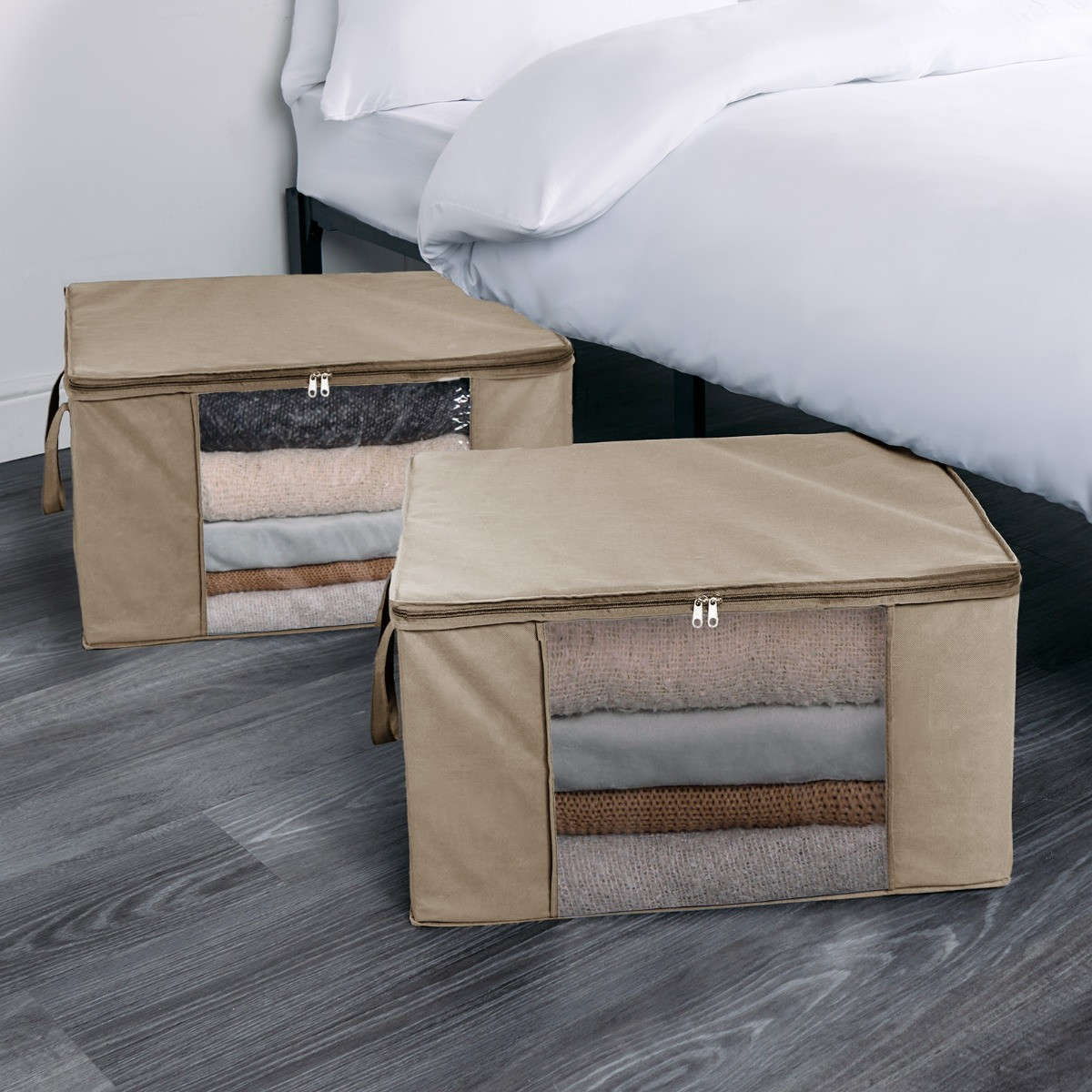 Mr Hsiung & Mrs Yin 90L Under-Bed Storage Bags With Zips, Large