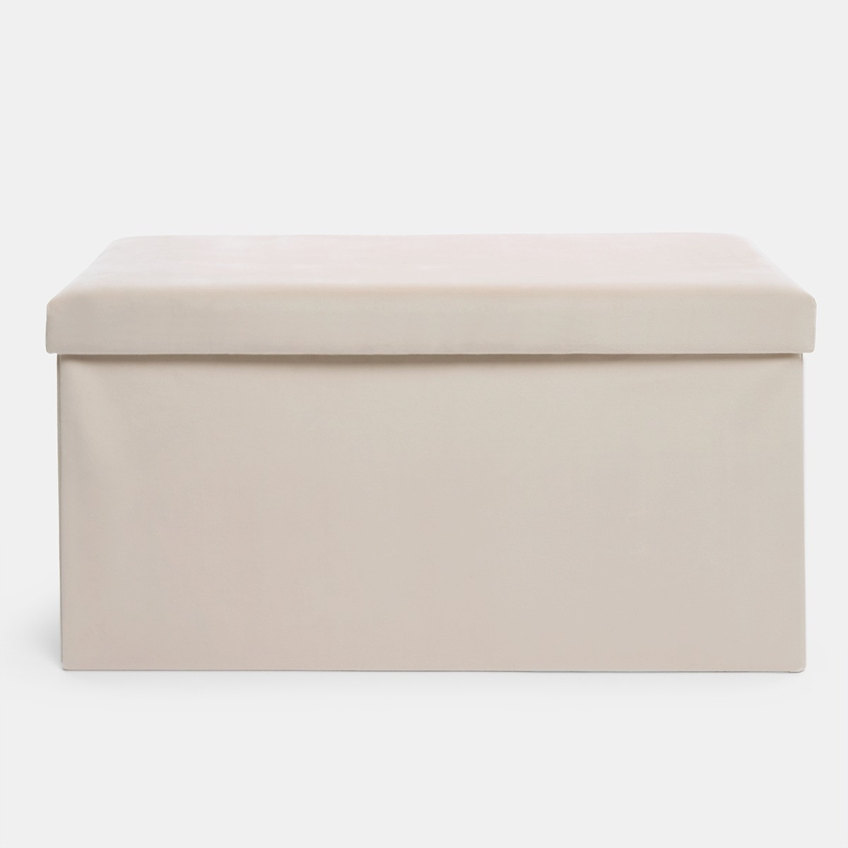 OHS Matte Velvet Foldable Rectangle Storage Ottoman - Natural>