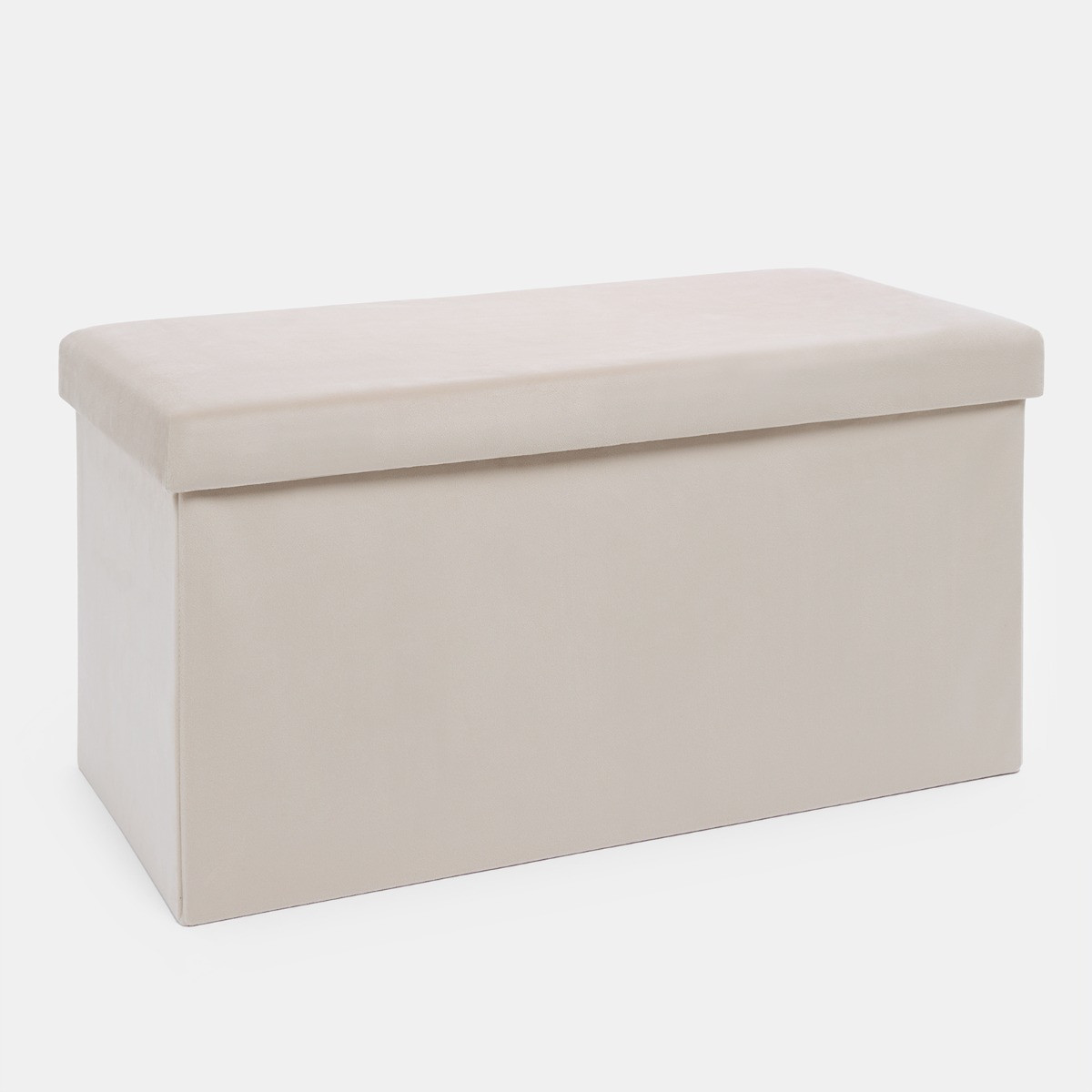 OHS Matte Velvet Foldable Rectangle Storage Ottoman - Natural>