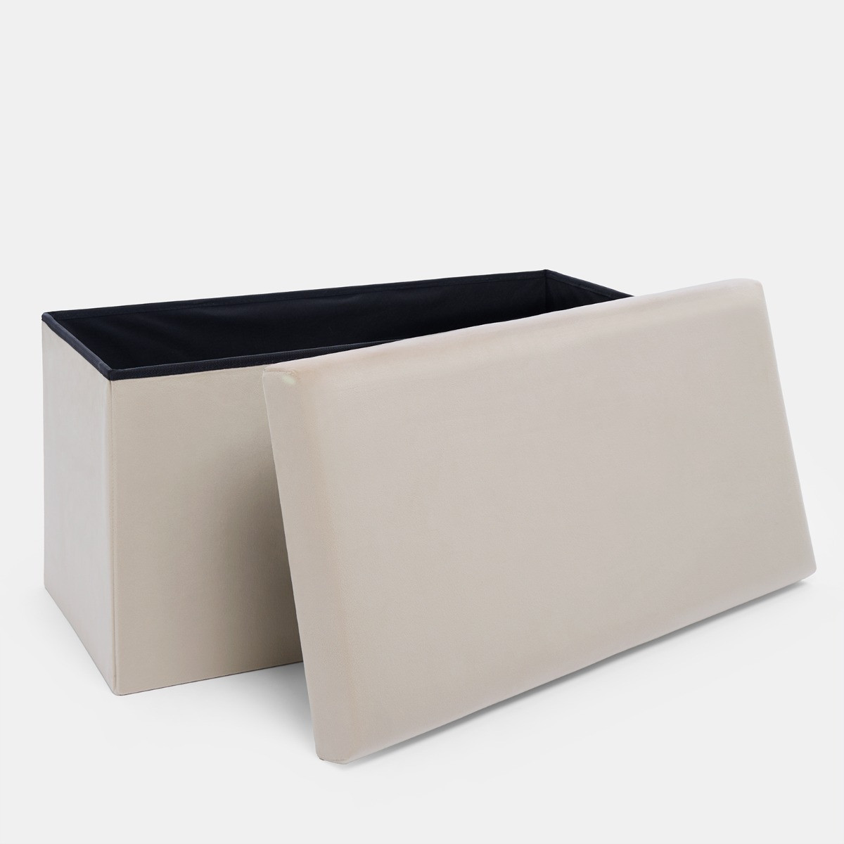 OHS Matte Velvet Foldable Rectangle Storage Ottoman - Natural>