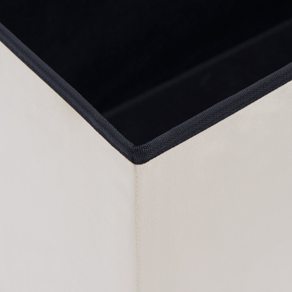 OHS Matte Velvet Foldable Rectangle Storage Ottoman - Natural>