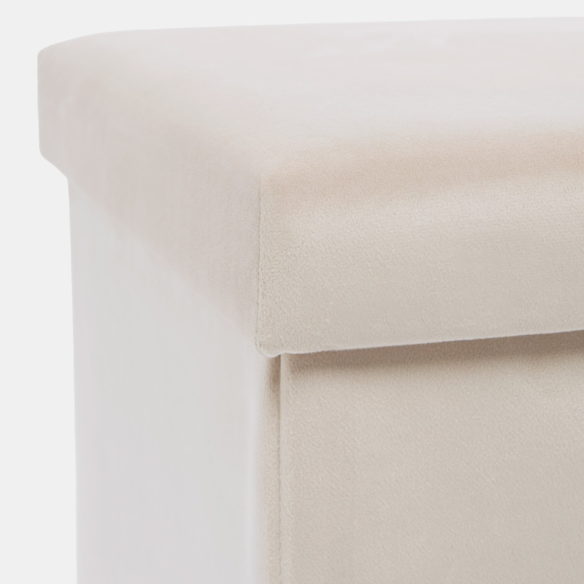 OHS Matte Velvet Foldable Rectangle Storage Ottoman - Natural>
