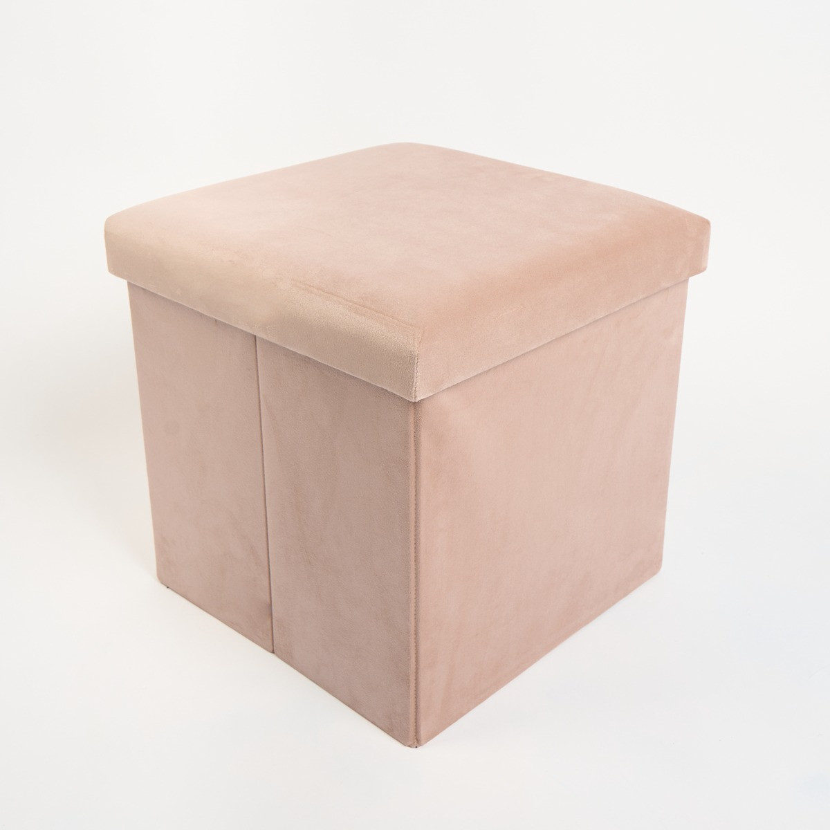 OHS Matte Velvet Foldable Cube Storage Ottoman - Natural>