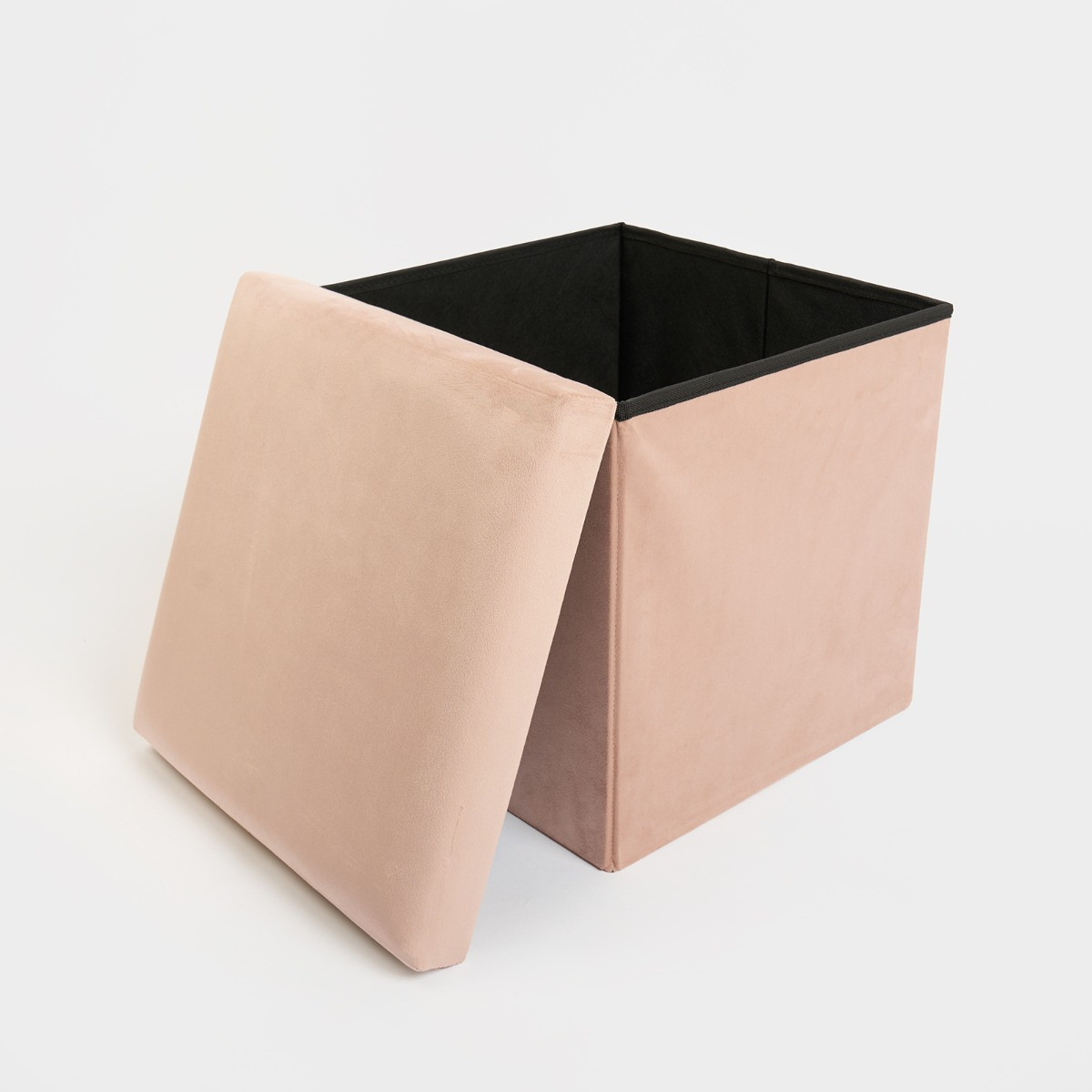 OHS Matte Velvet Foldable Cube Storage Ottoman - Natural>