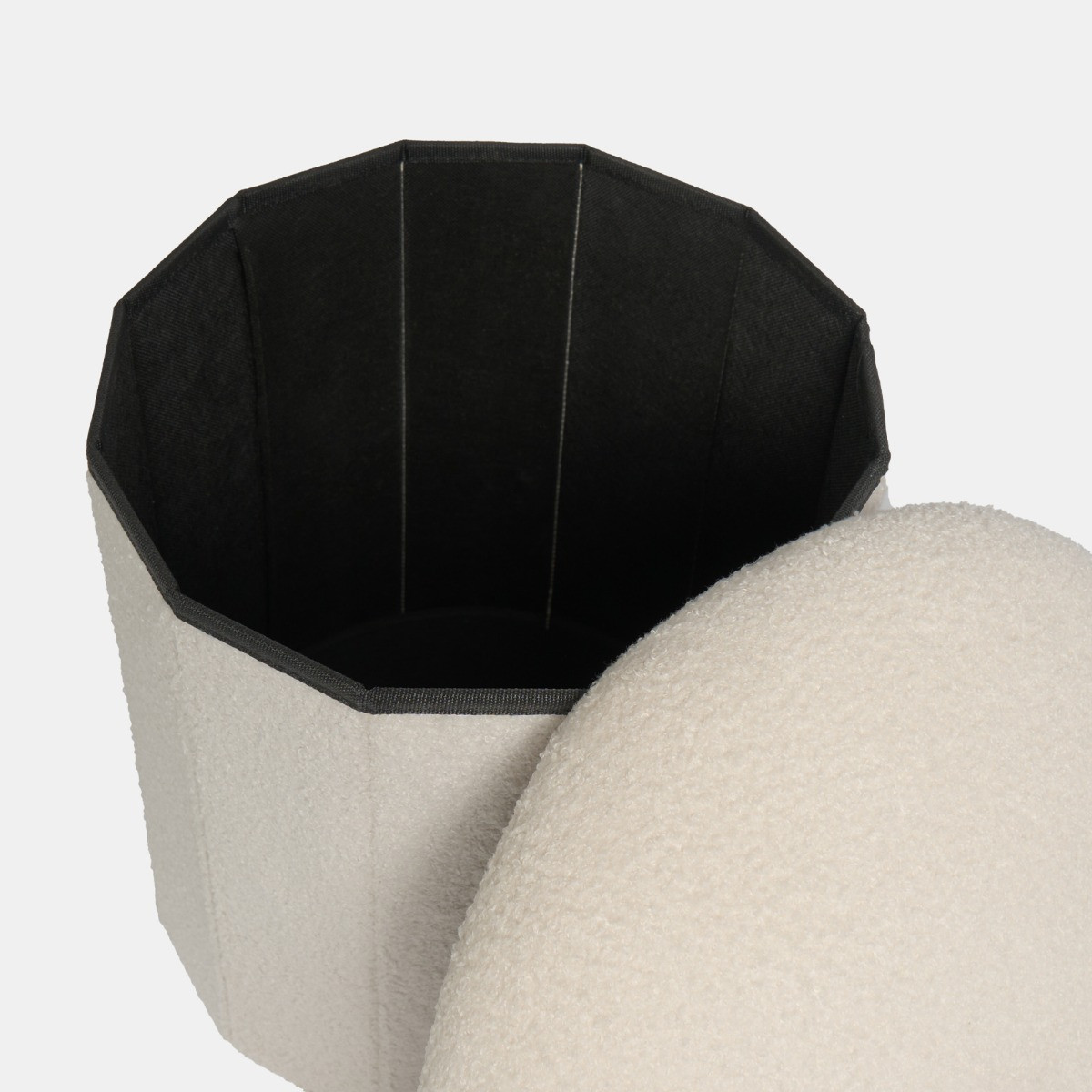 OHS Boucle Foldable Toadstool Storage Ottoman - White>