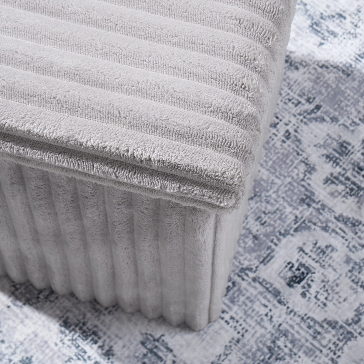 OHS Ribbed Foldable Cube Storage Ottoman - Grey>