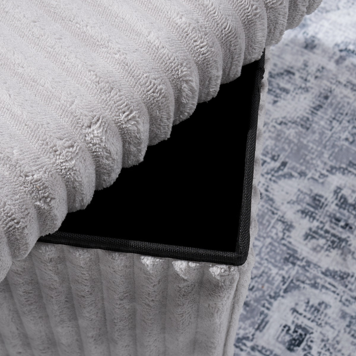 OHS Ribbed Foldable Cube Storage Ottoman - Grey>