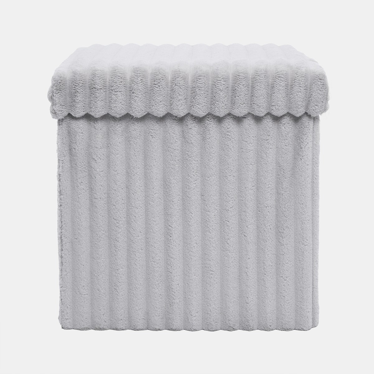 OHS Ribbed Foldable Cube Storage Ottoman - Grey>