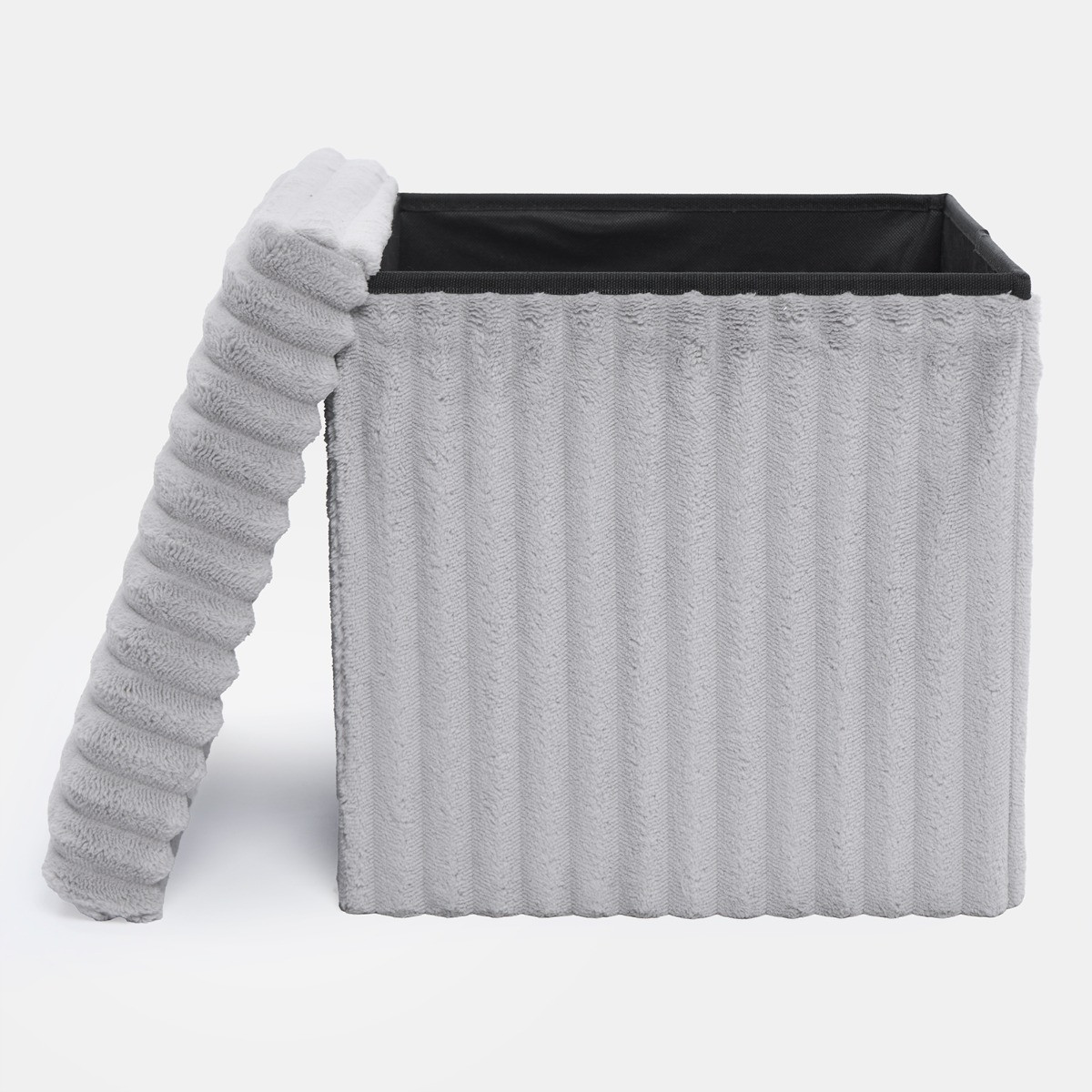 OHS Ribbed Foldable Cube Storage Ottoman - Grey>