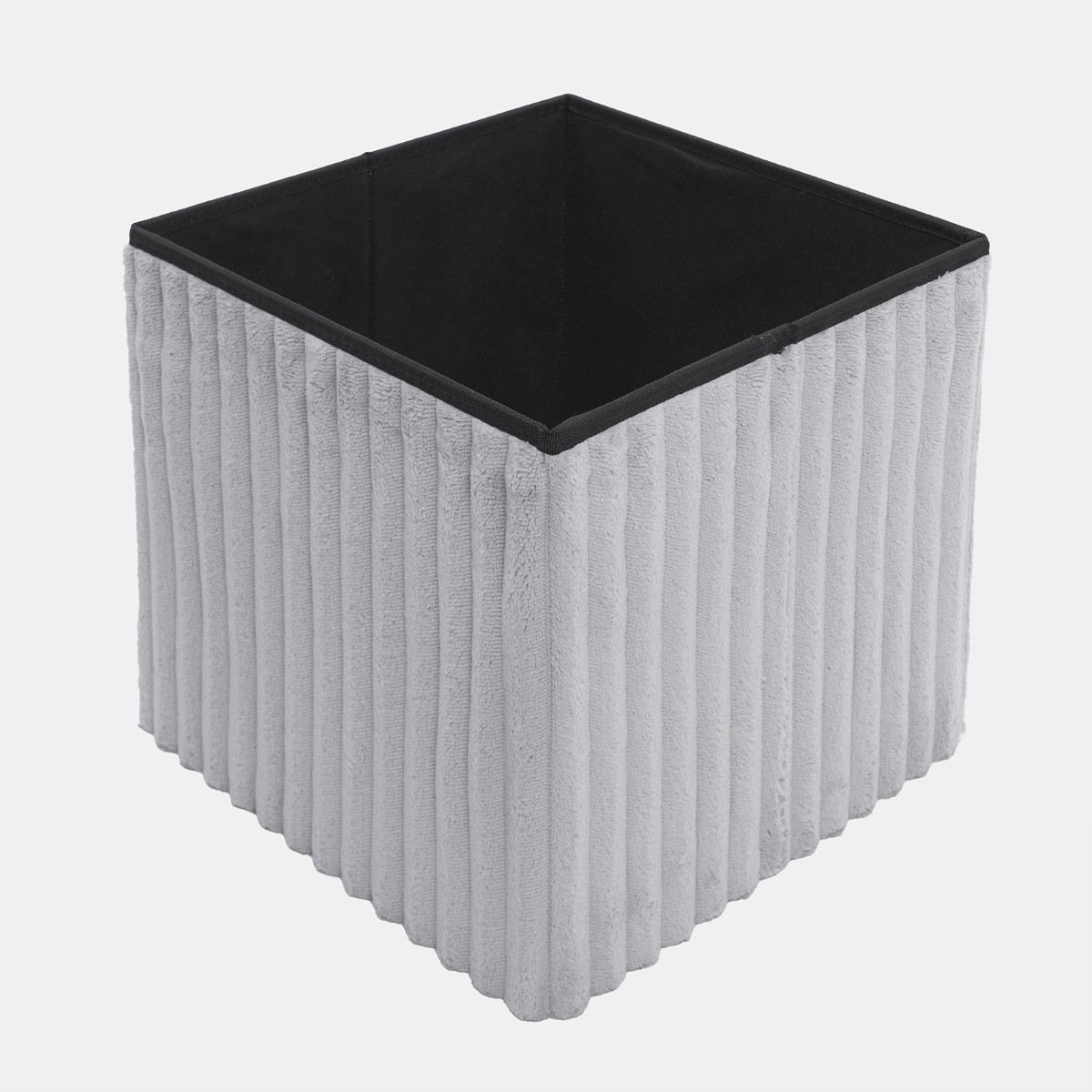 OHS Ribbed Foldable Cube Storage Ottoman - Grey>