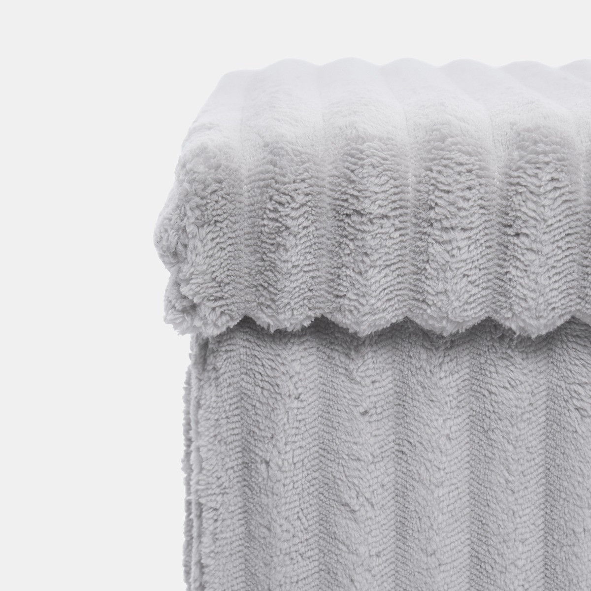 OHS Ribbed Foldable Cube Storage Ottoman - Grey>