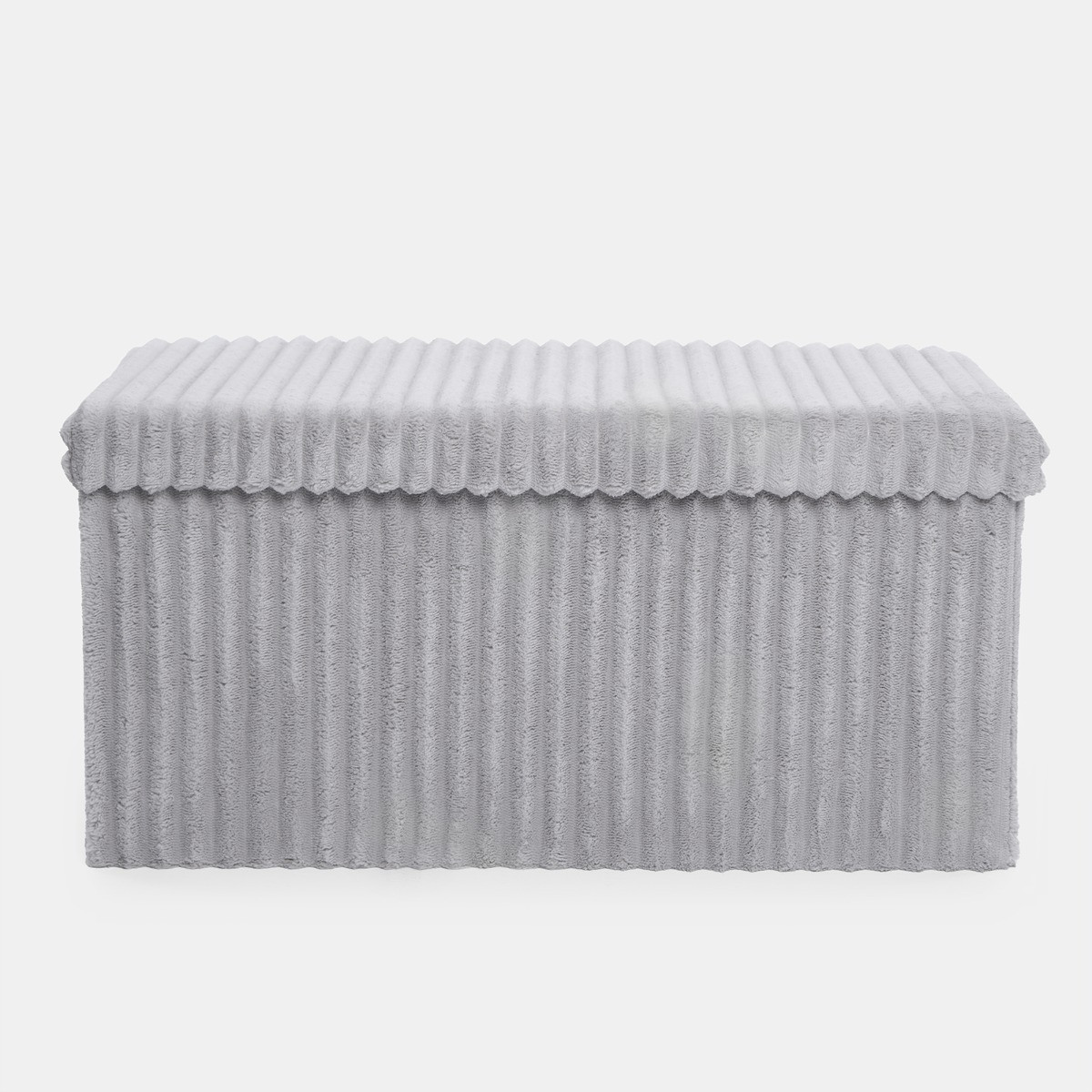 OHS Ribbed Foldable Rectangle Storage Ottoman - Grey>