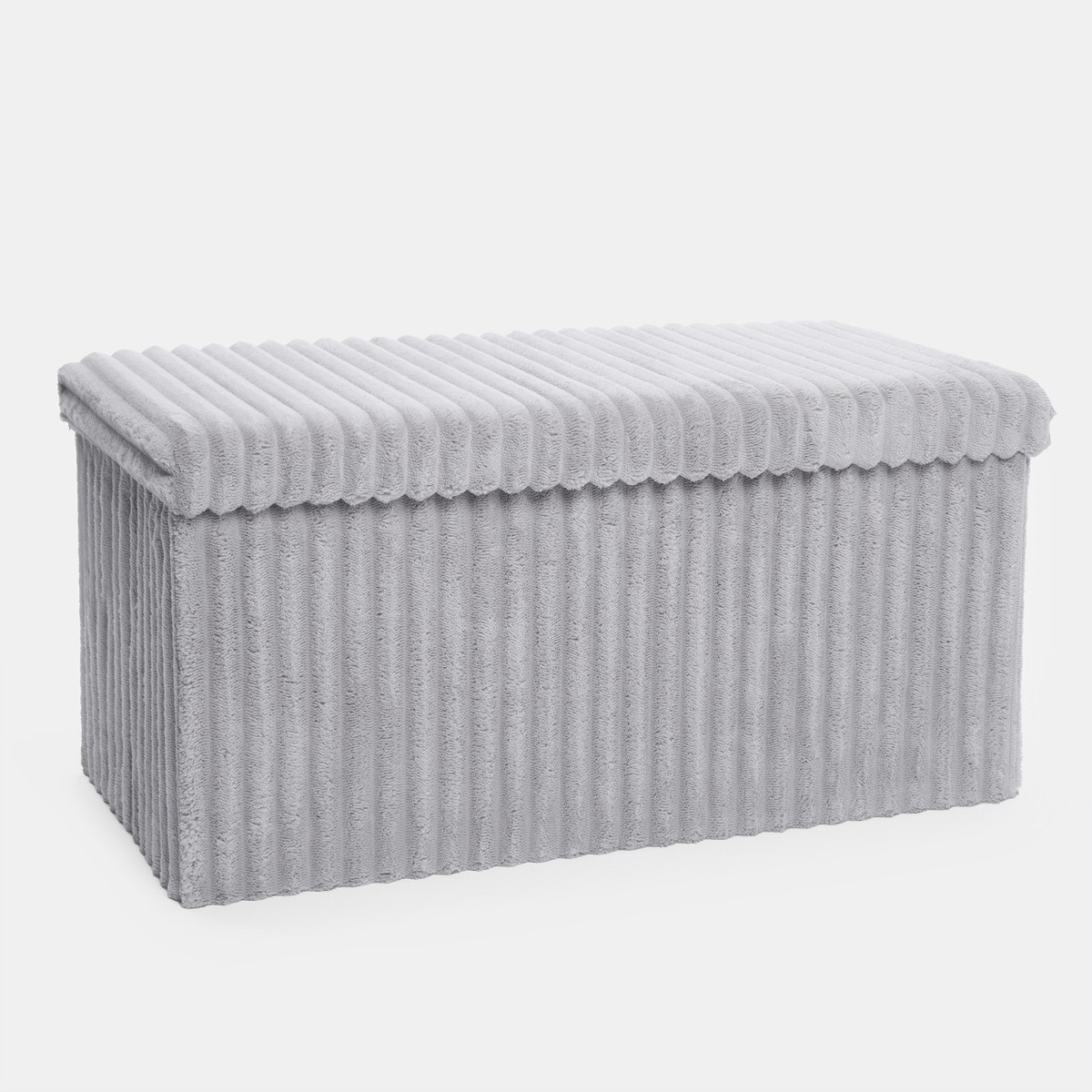 OHS Ribbed Foldable Rectangle Storage Ottoman - Grey>