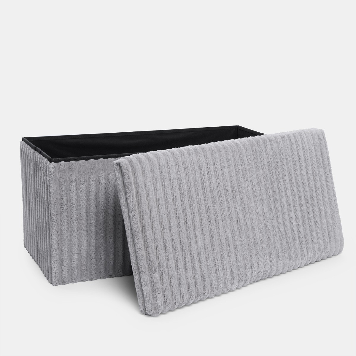 OHS Ribbed Foldable Rectangle Storage Ottoman - Grey>