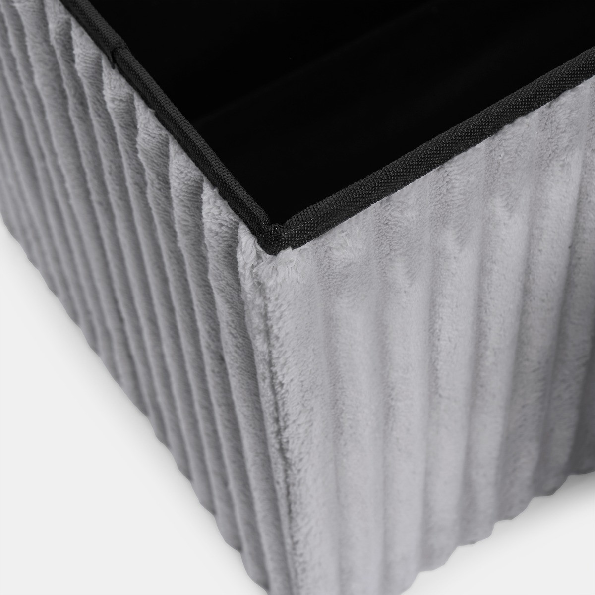OHS Ribbed Foldable Rectangle Storage Ottoman - Grey>