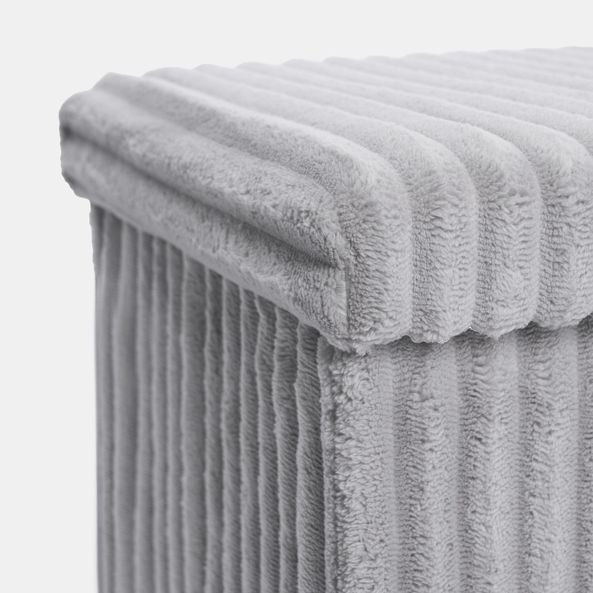 OHS Ribbed Foldable Rectangle Storage Ottoman - Grey>
