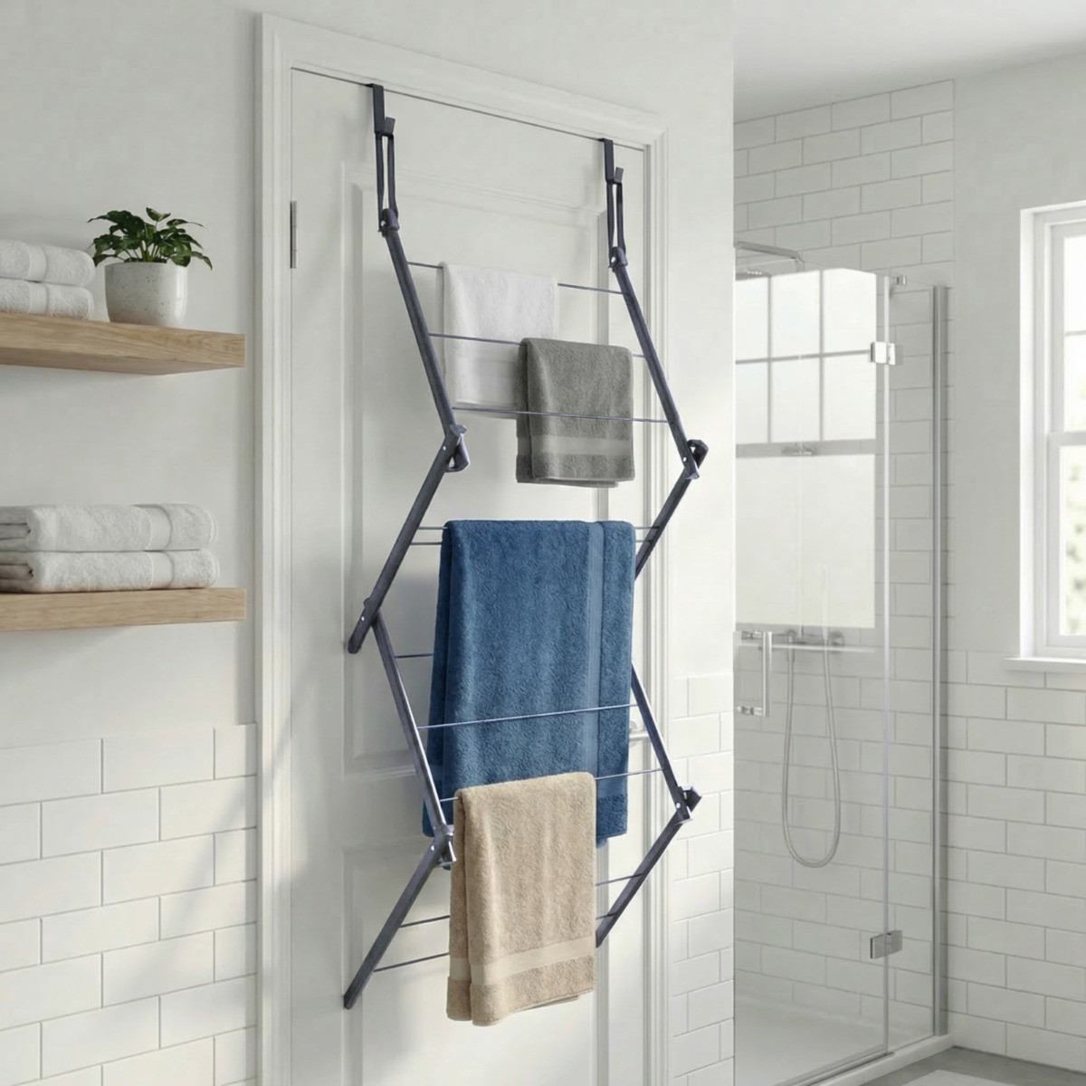 OHS 5m Over Door Concertina Airer - Black>