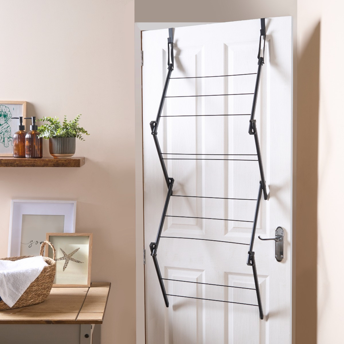 OHS 5m Over Door Concertina Airer - Black>