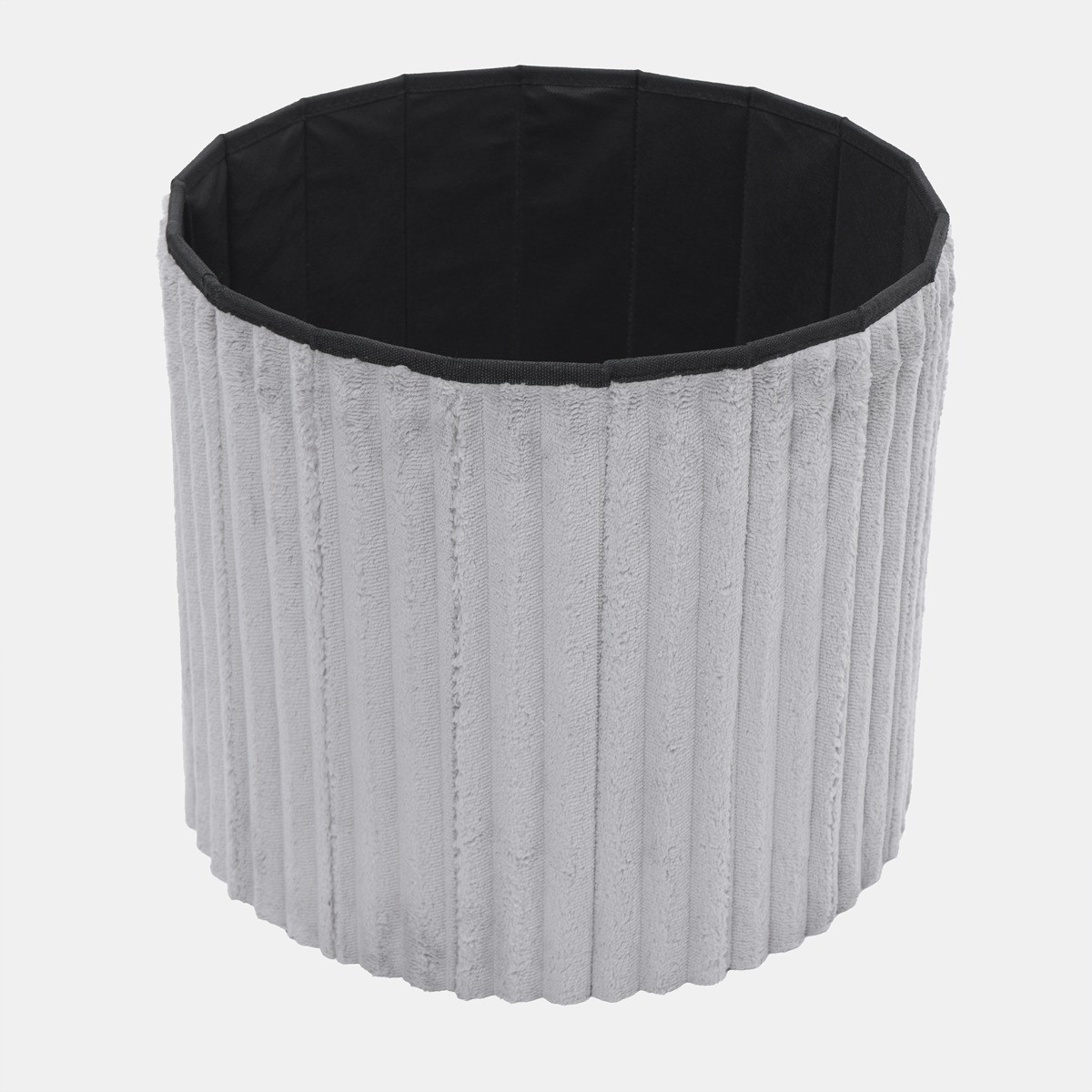 OHS Ribbed Round Foldable Storage Ottoman - Grey>