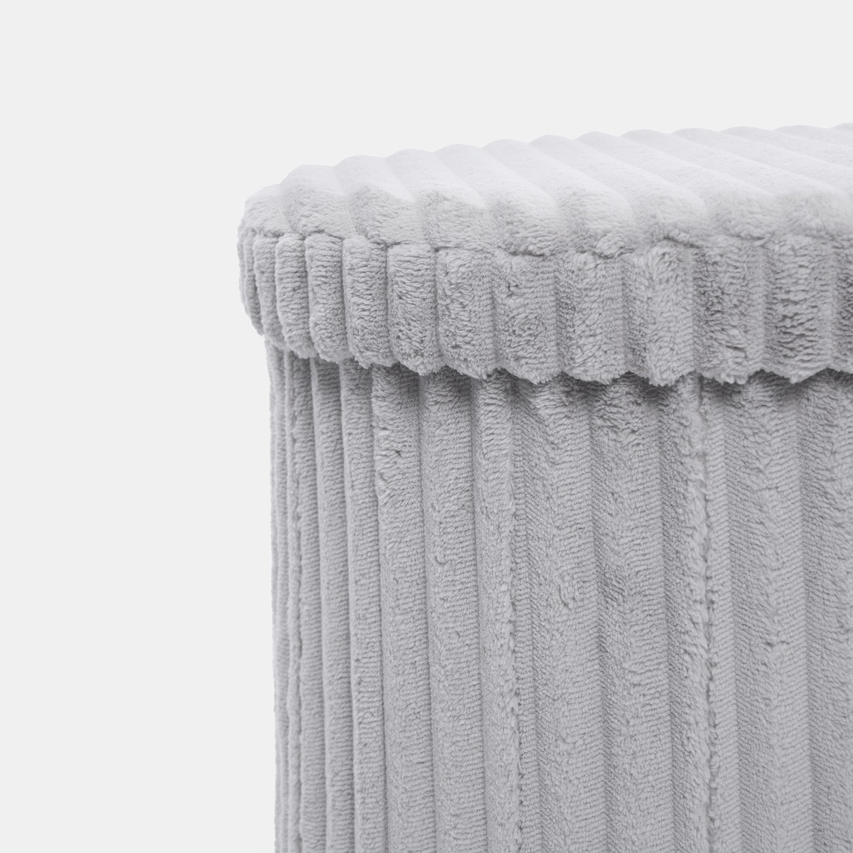 OHS Ribbed Round Foldable Storage Ottoman - Grey>