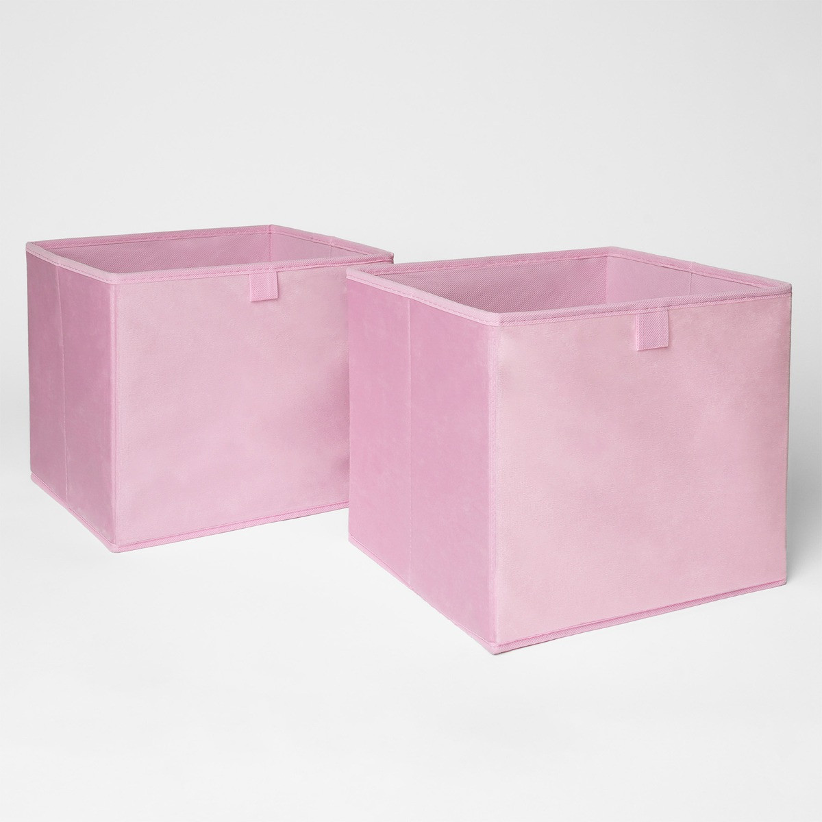 OHS Matte Velvet Cube Storage Boxes, Blush - 2 Pack>