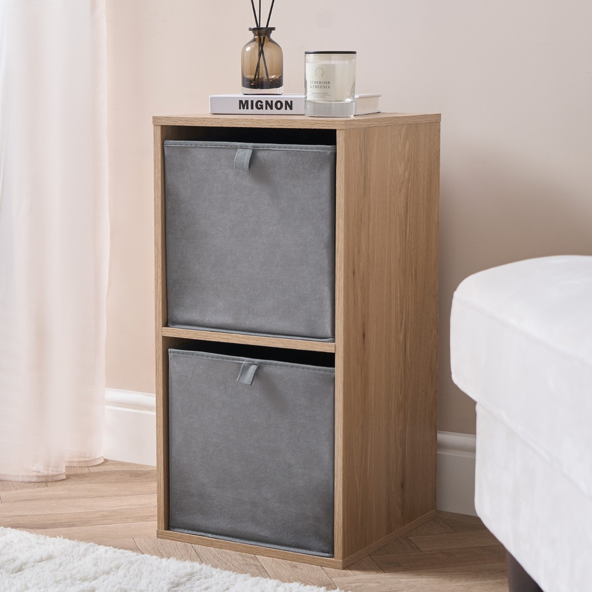 OHS Matte Velvet Cube Storage Boxes, Charcoal - 2 Pack>