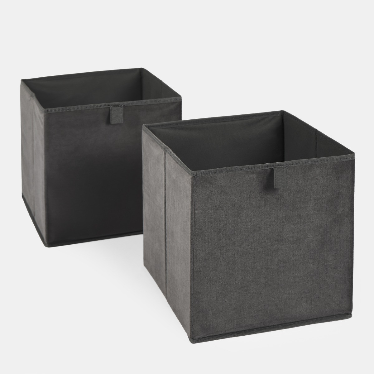 OHS Matte Velvet Cube Storage Boxes, Charcoal - 2 Pack>