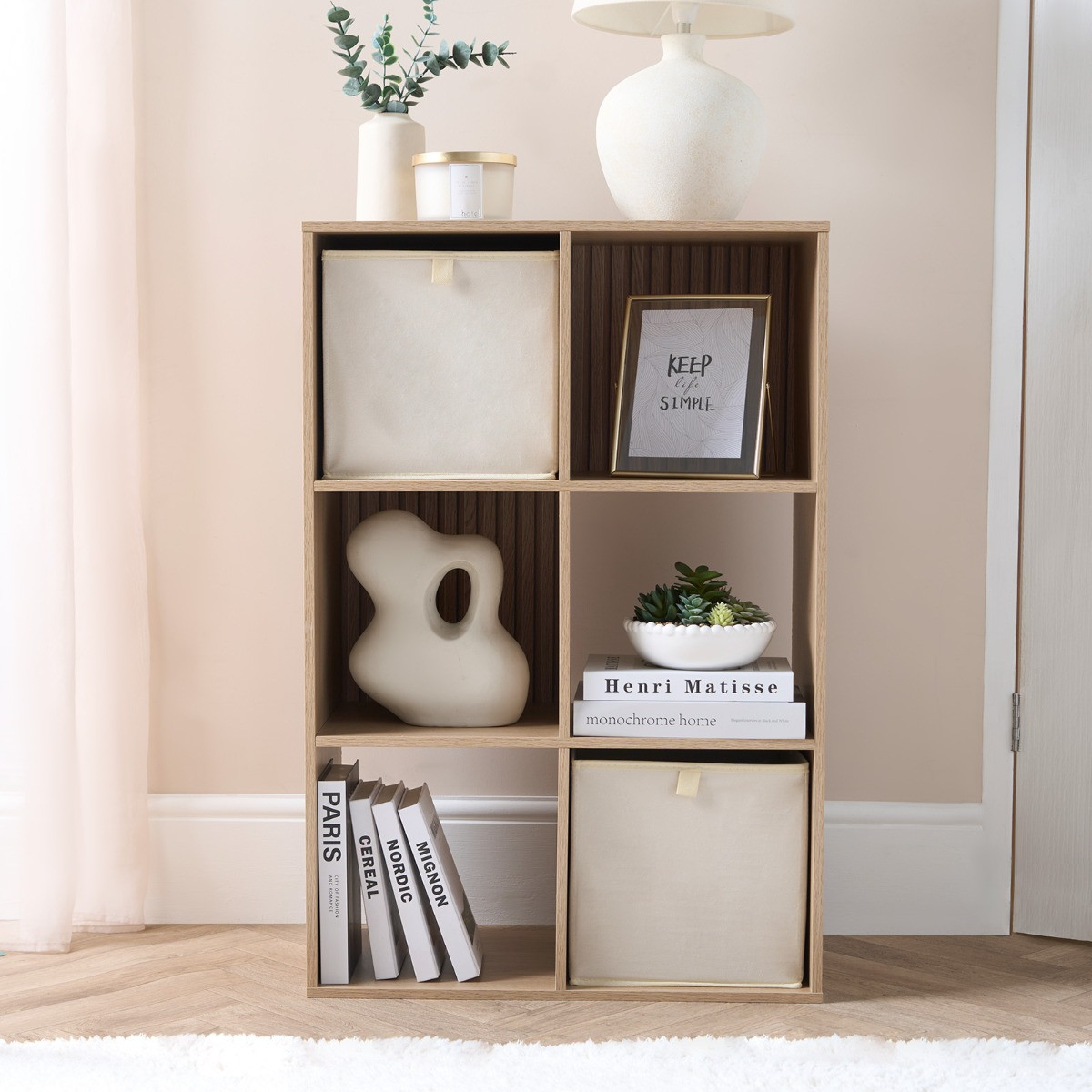 OHS Matte Velvet Cube Storage Boxes, Natural - 2 Pack>