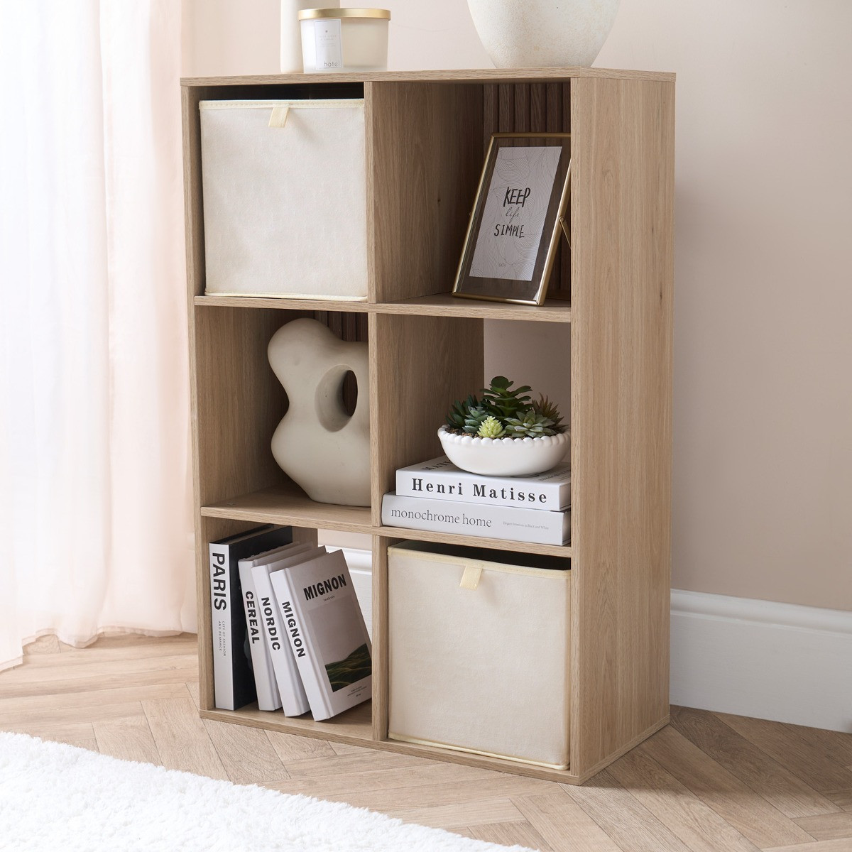 OHS Matte Velvet Cube Storage Boxes, Natural - 2 Pack>