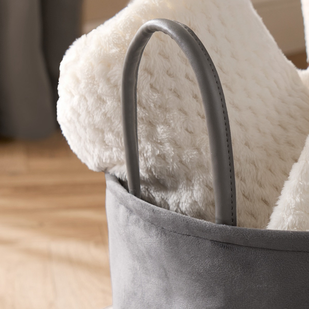 OHS Matte Velvet Storage Basket - Charcoal>