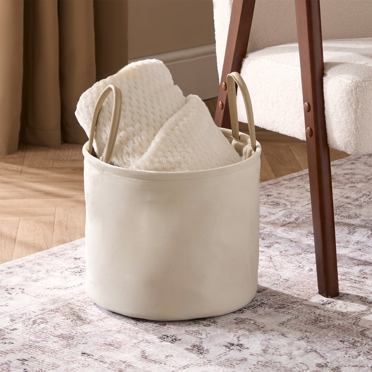 OHS Matte Velvet Storage Basket - Natural>
