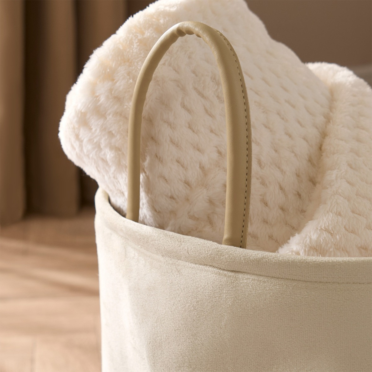 OHS Matte Velvet Storage Basket - Natural>