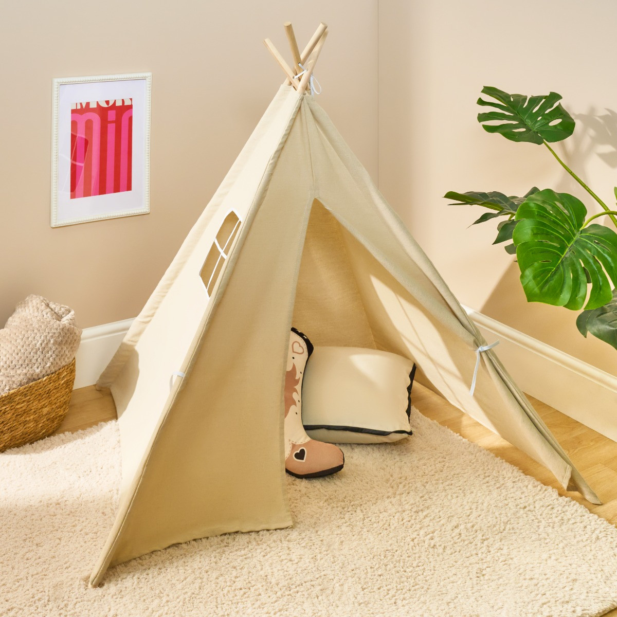 OHS Foldable Kids Storage Teepee - Natural>