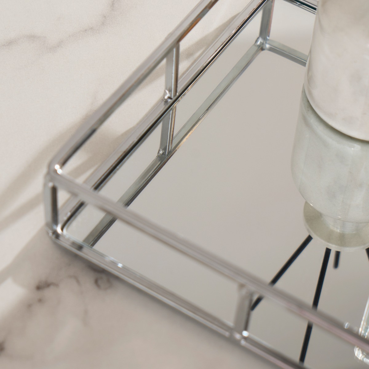 OHS Square Mirror Tray - Silver>